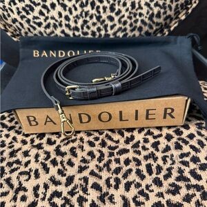 Bandolier Croc Dark Gray/Gold Crossbody Leather Strap. Never worn.